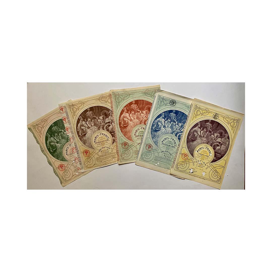 Original Obligation et Action au Porteur illustrated by Alphonse Mucha For Sale 1