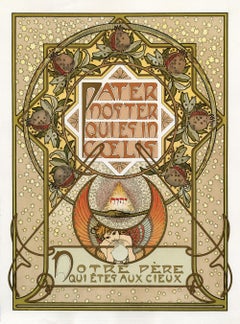 « Our Father Who Art in Heaven », lithographie originale en couleur de 1899 d'Alphonse Mucha