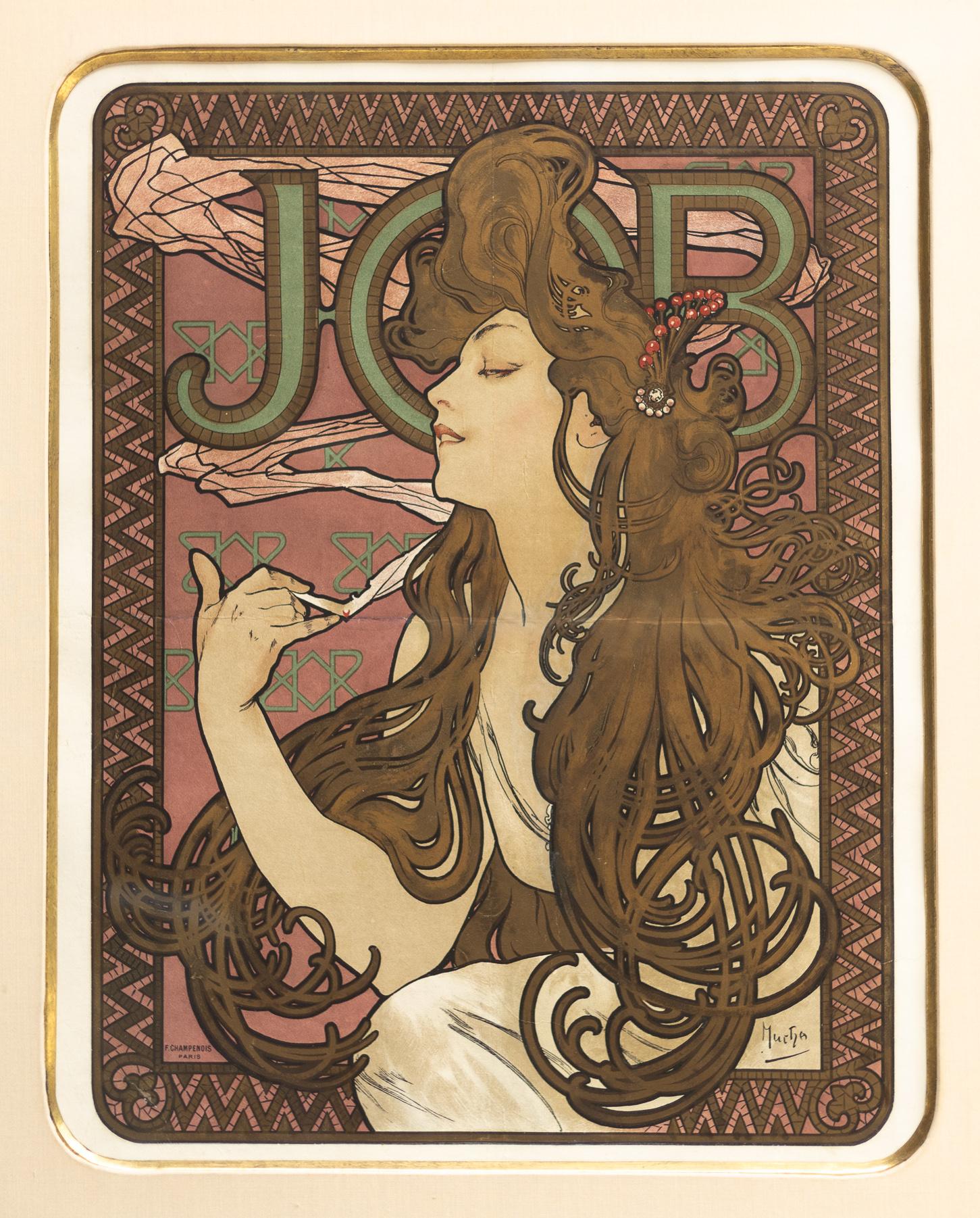 Poster per la carta da sigarette JOB, 1896 - Print Art Nouveau di Alphonse Mucha