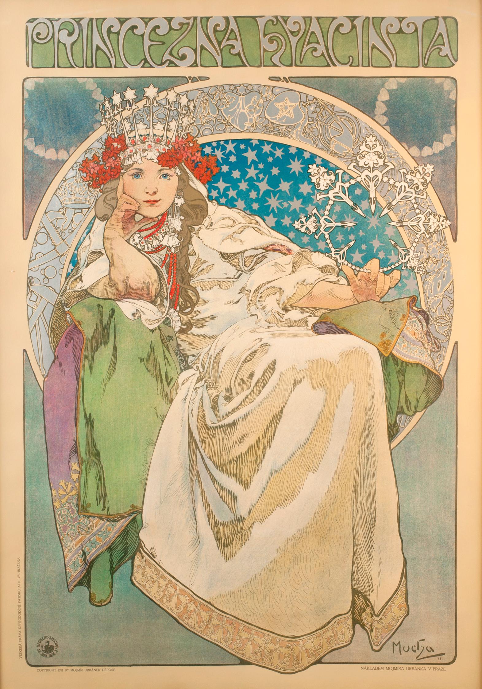 „Prinzessin Hyacinthe“ Original Lithographie von 1911, Alphonse Mucha