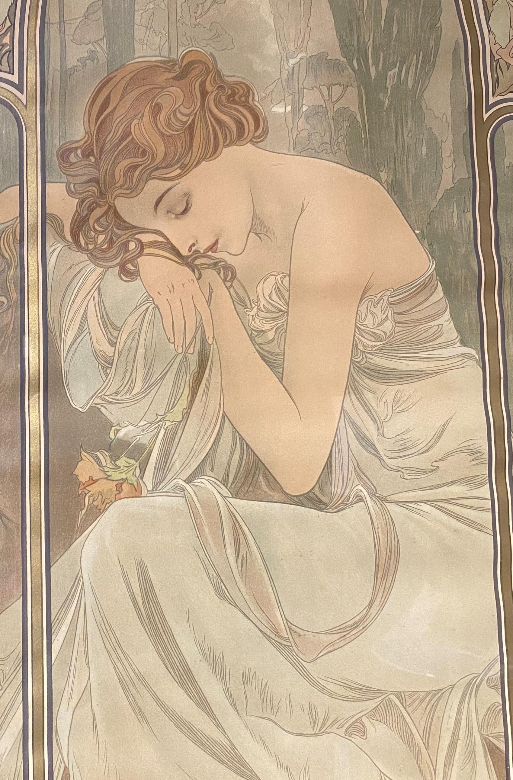 Répos de La Nuit / Reverie du Soir - Art Nouveau Print by Alphonse Mucha