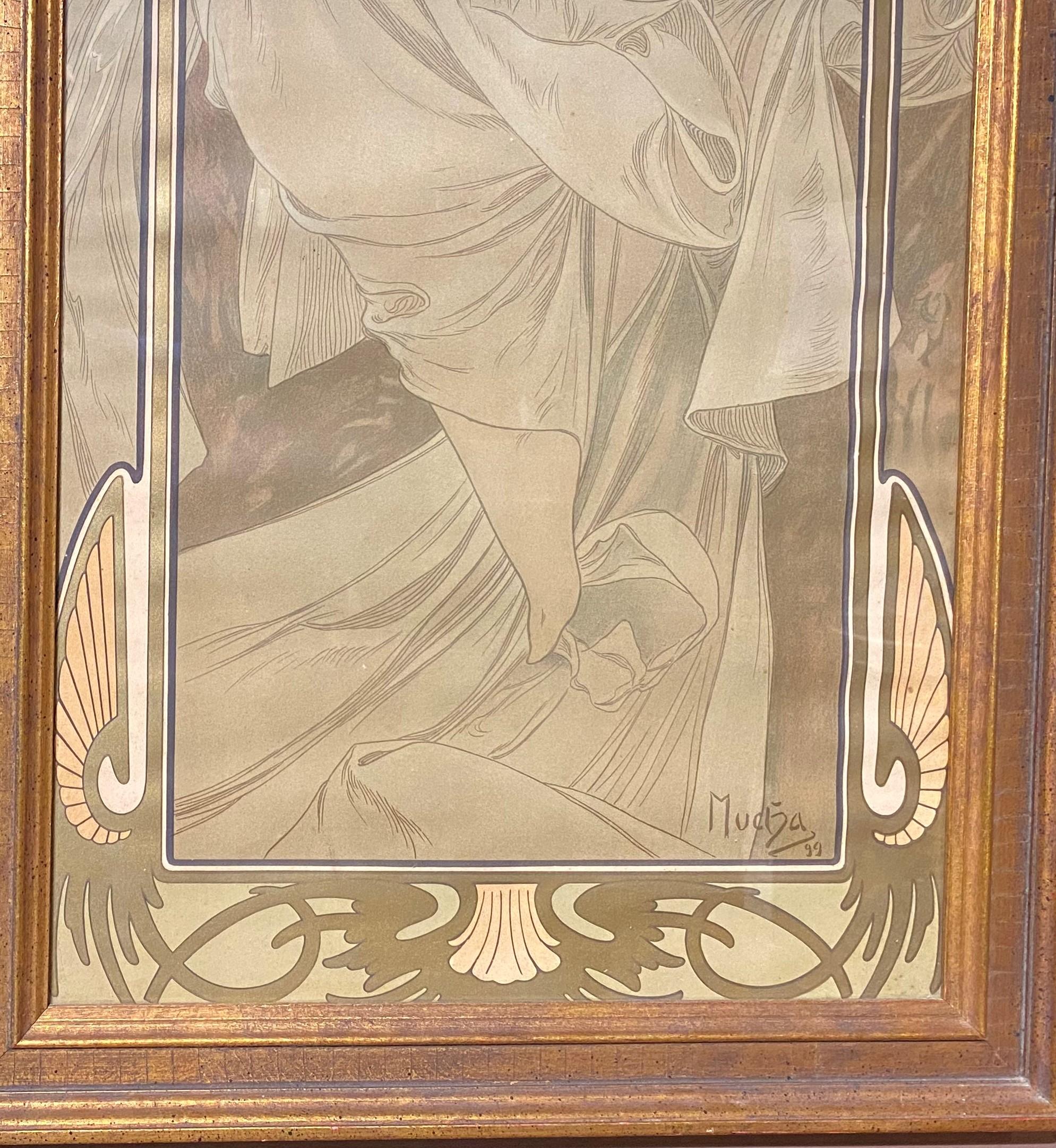 Répos de La Nuit / Reverie du Soir - Beige Figurative Print by Alphonse Mucha