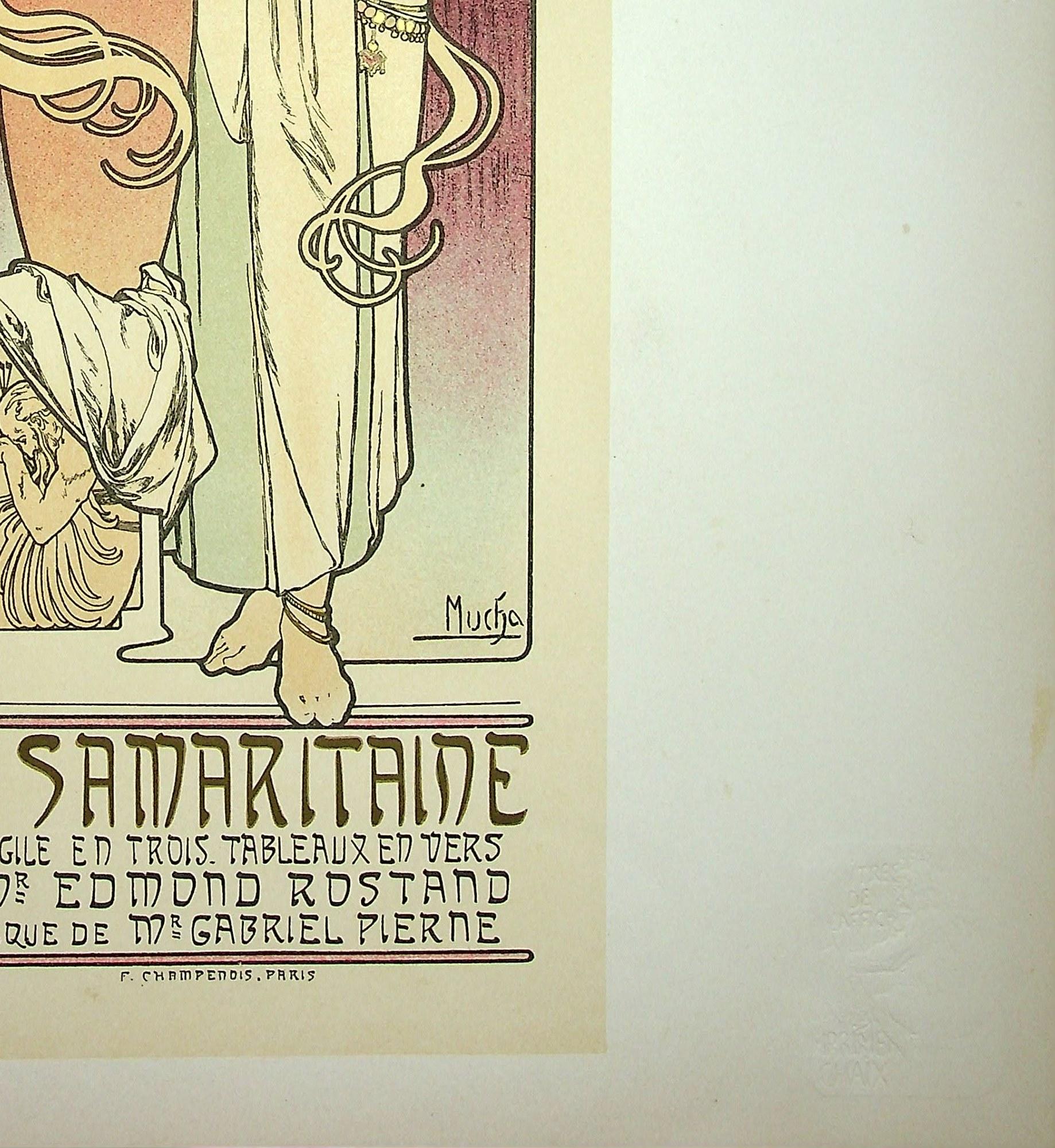 Alphonse MUCHA (1860-1939)
Sarah Bernardt in La Samaritaine, 1899

Original Lithograph
Printed signature in the plate
Published in 