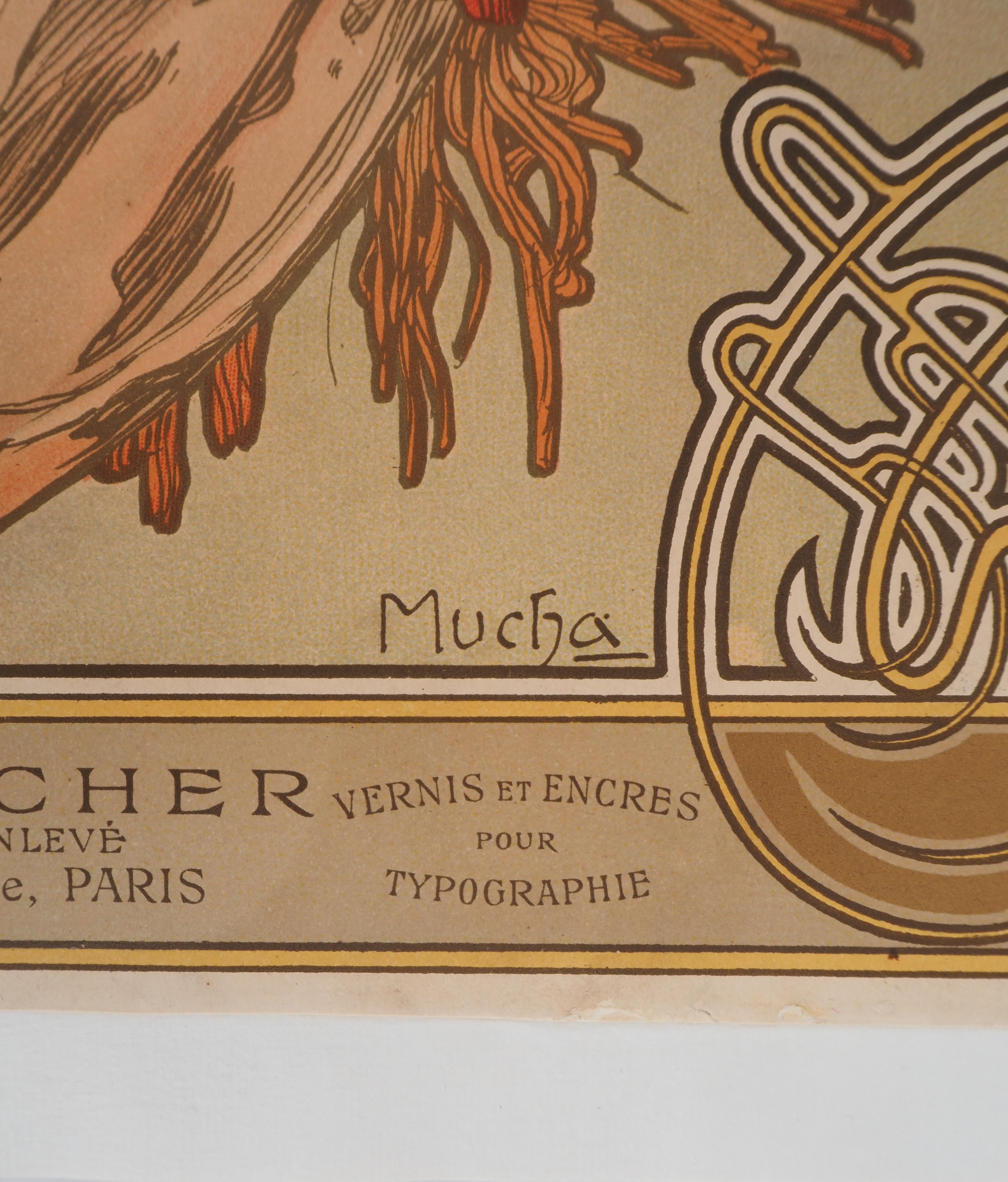Jahreszeiten: Herbst - Originallithographie (Gesamtkatalog Brücken P50), 1903 – Print von Alphonse Mucha