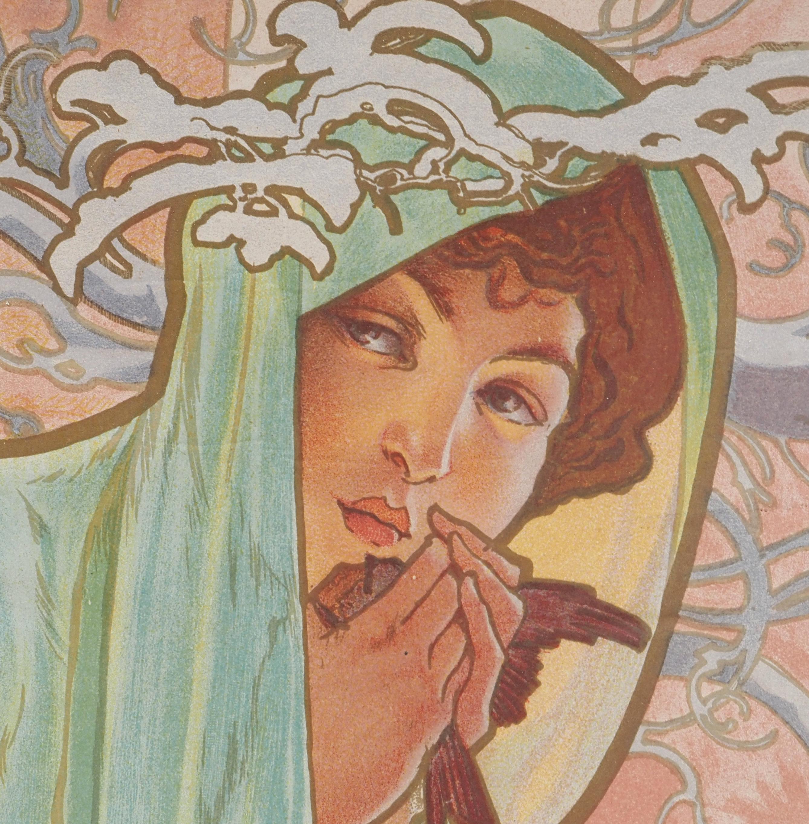Seasons: Winter - Original lithograph (Catalog raisonne Bridges P3-6 PP21), 1896 - Art Nouveau Print by Alphonse Mucha