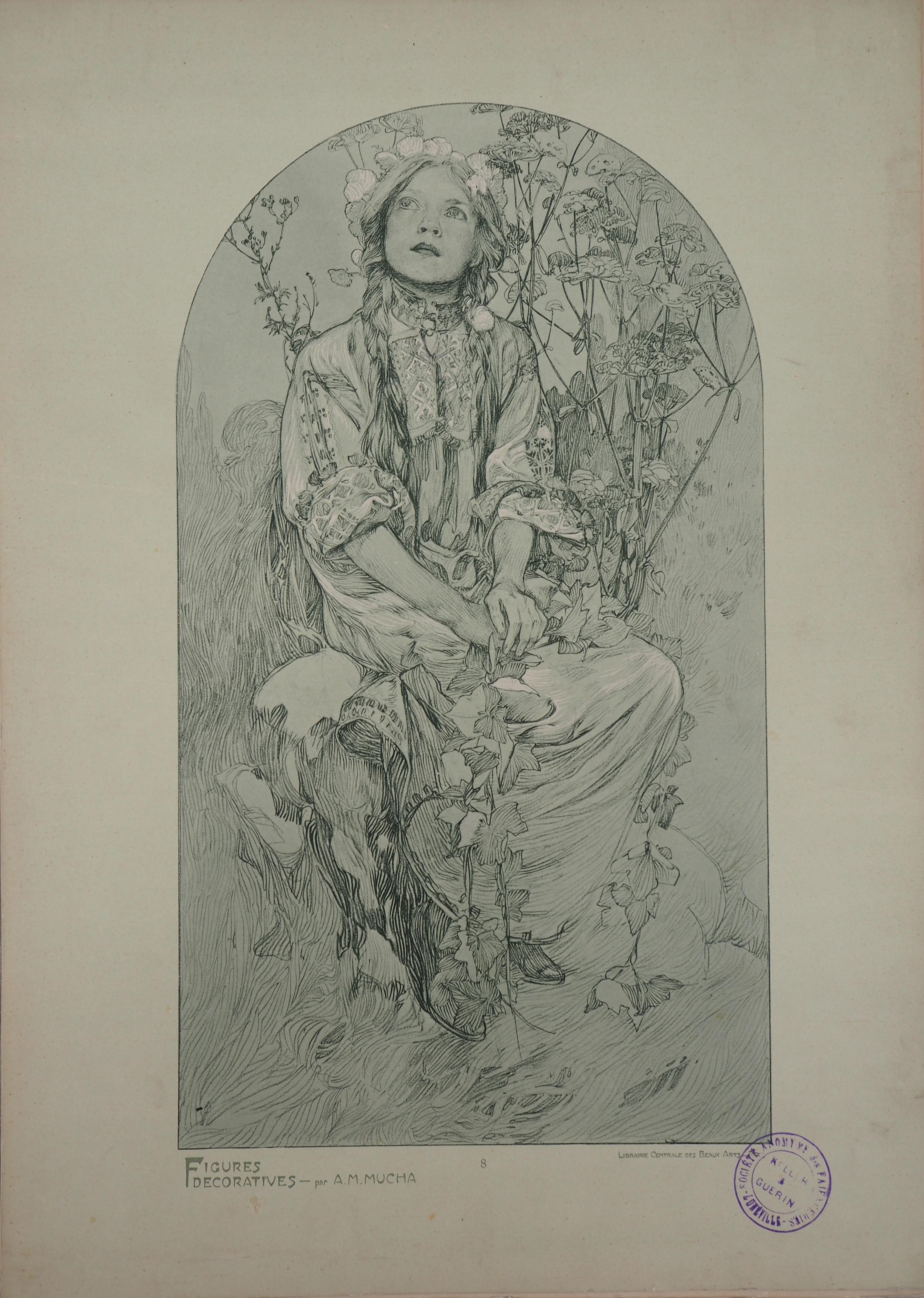 Alphonse Mucha Figurative Print - Spring - Lithograph 1902