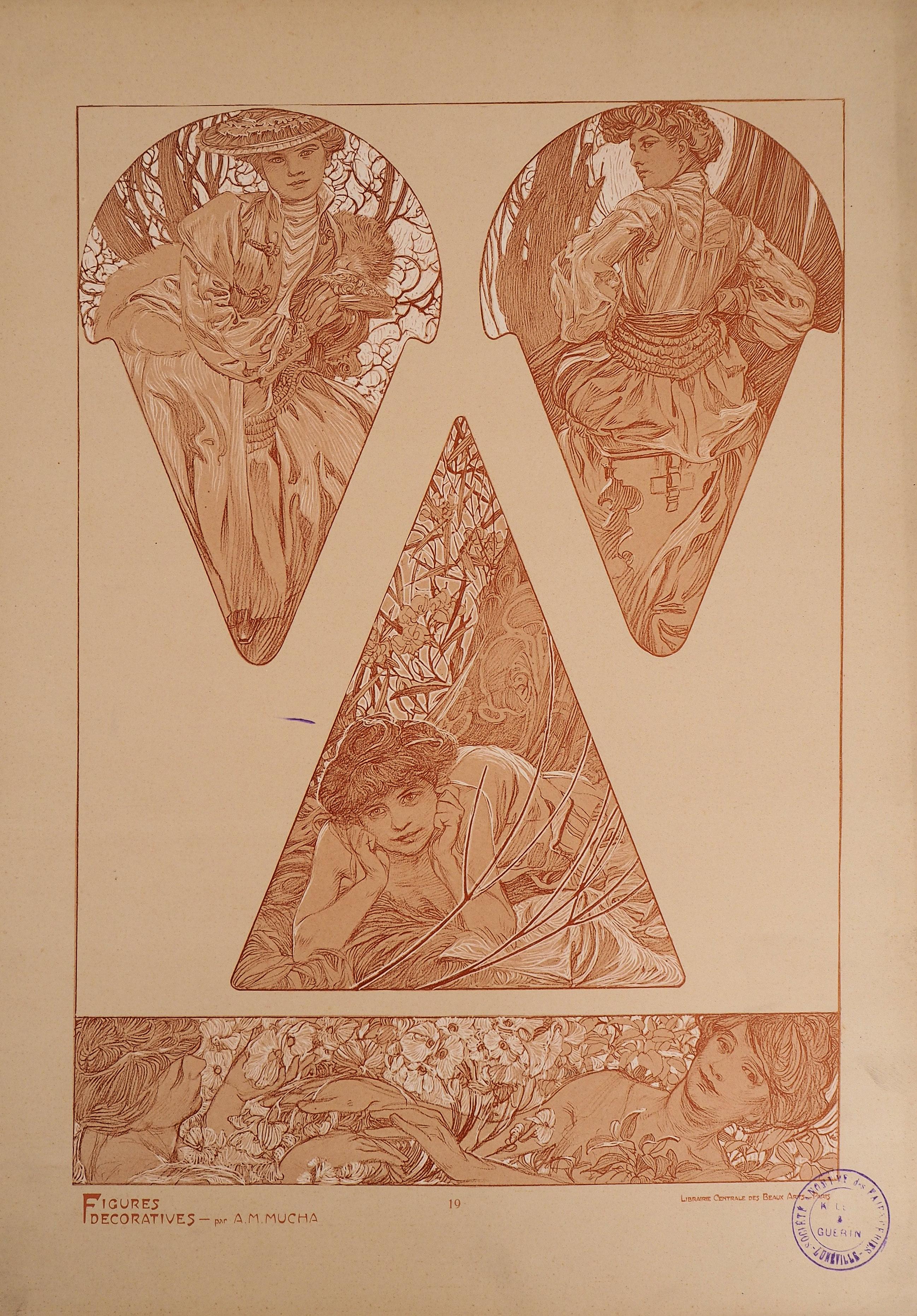 Alphonse Mucha Figurative Print - Spring : Women and Flower Blossom - Lithograph 1902