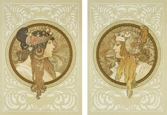 "Têtes Byzantines (Brunette and Blonde), " Alphonse Mucha, Czech Art Nouveau
