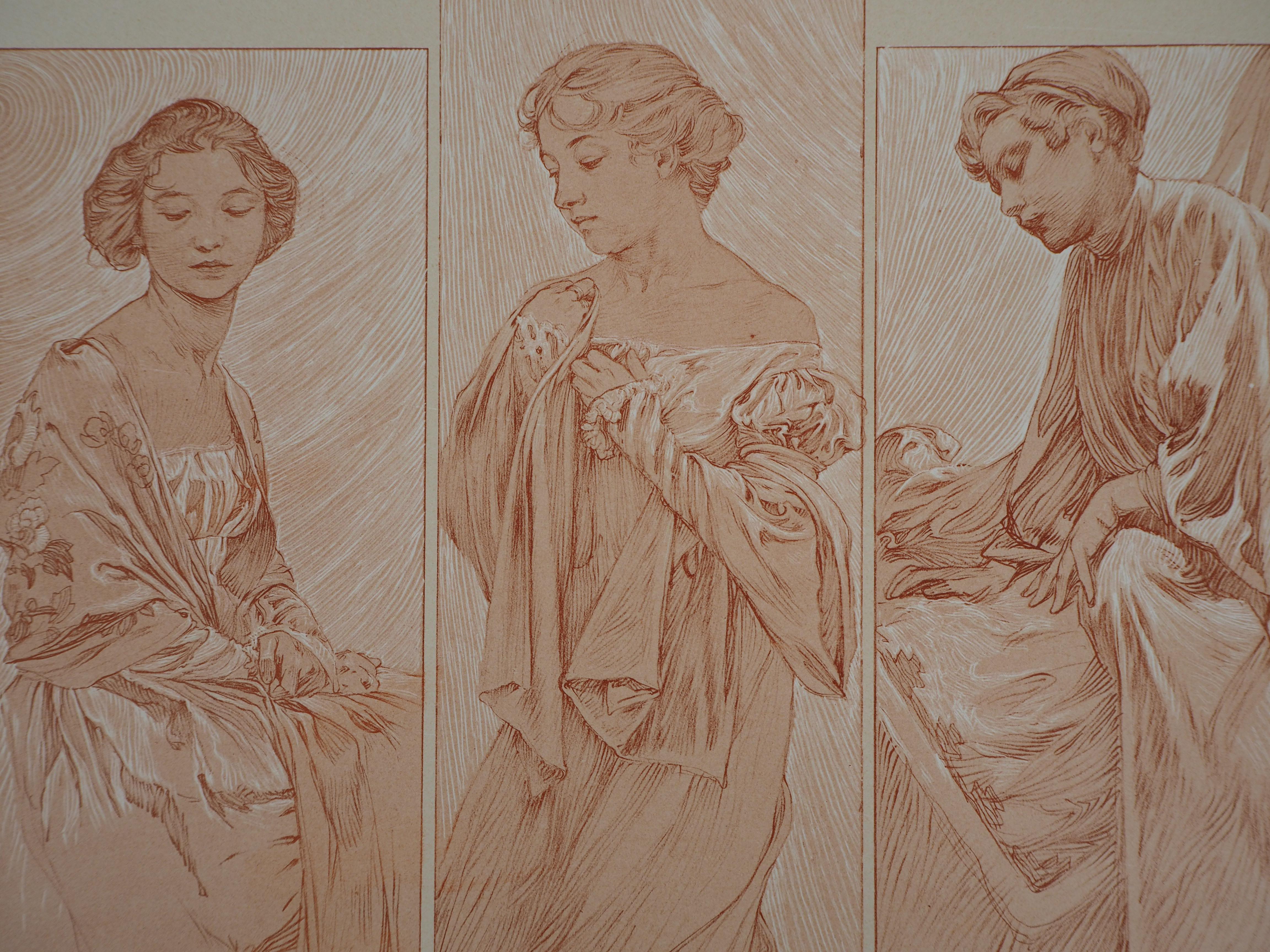 The Actresses - Lithograph 1902 - Art Nouveau Print by Alphonse Mucha