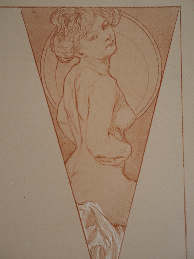The Bathers - Lithograph 1902 - Brown Figurative Print by Alphonse Mucha