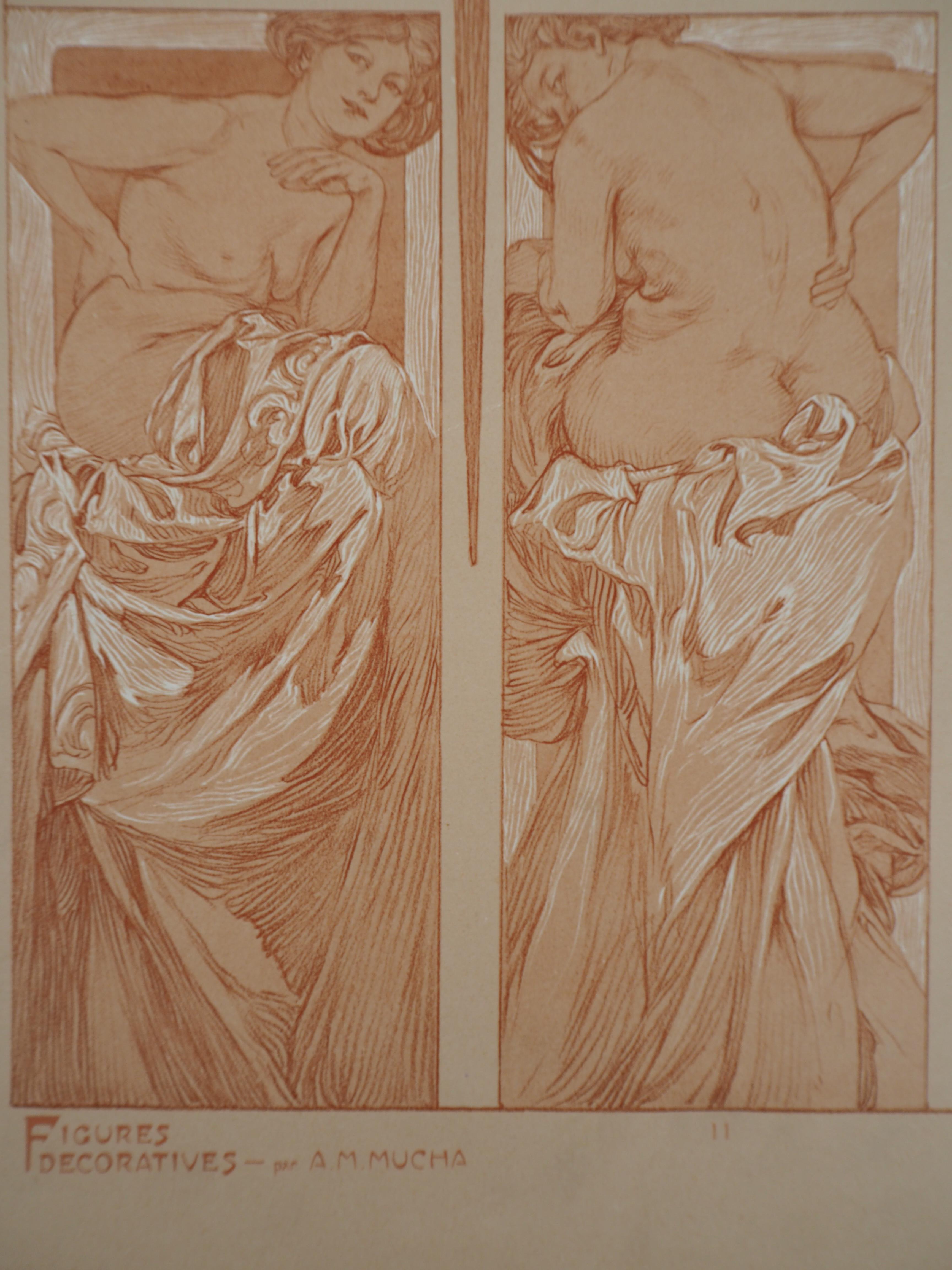 The Bathers - Lithograph 1902 - Art Nouveau Print by Alphonse Mucha