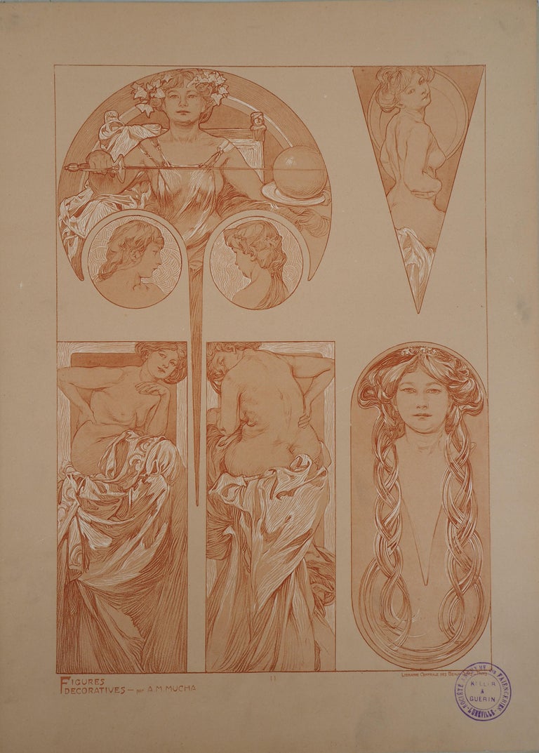 Alphonse Mucha Figurative Print - The Bathers - Lithograph 1902