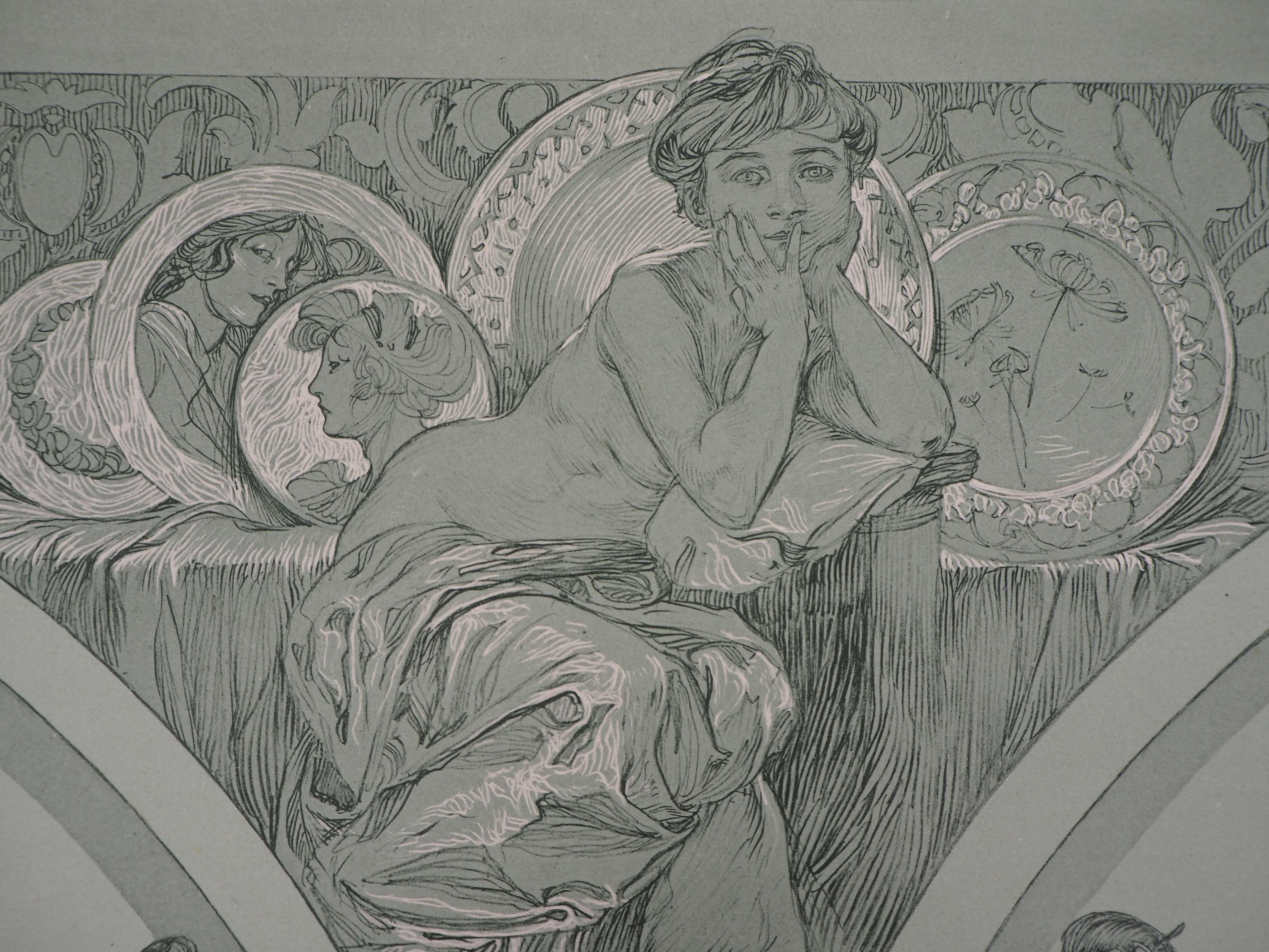 Thinking Women - Lithograph 1902 - Art Nouveau Print by Alphonse Mucha