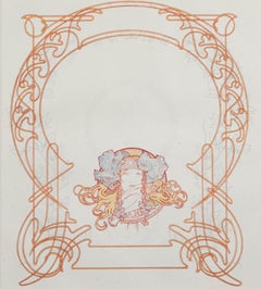 "Title Page" and "Art Nouveau Motif, " Double-sided Lithograph by Alphonse Mucha