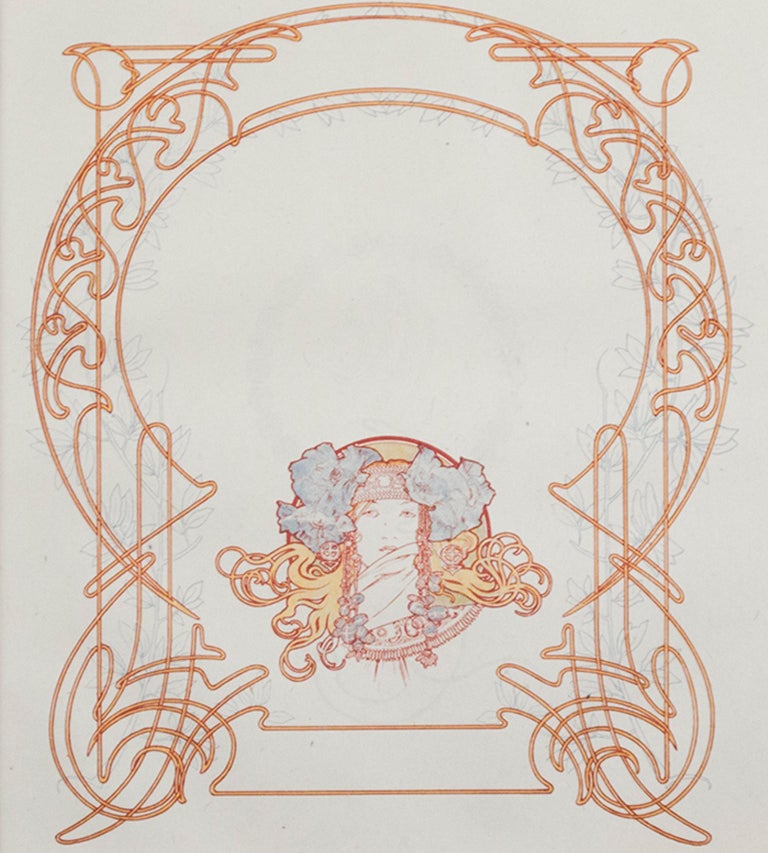 Title Page And Art Nouveau Motif Double Sided Lithograph By Alphonse Mucha