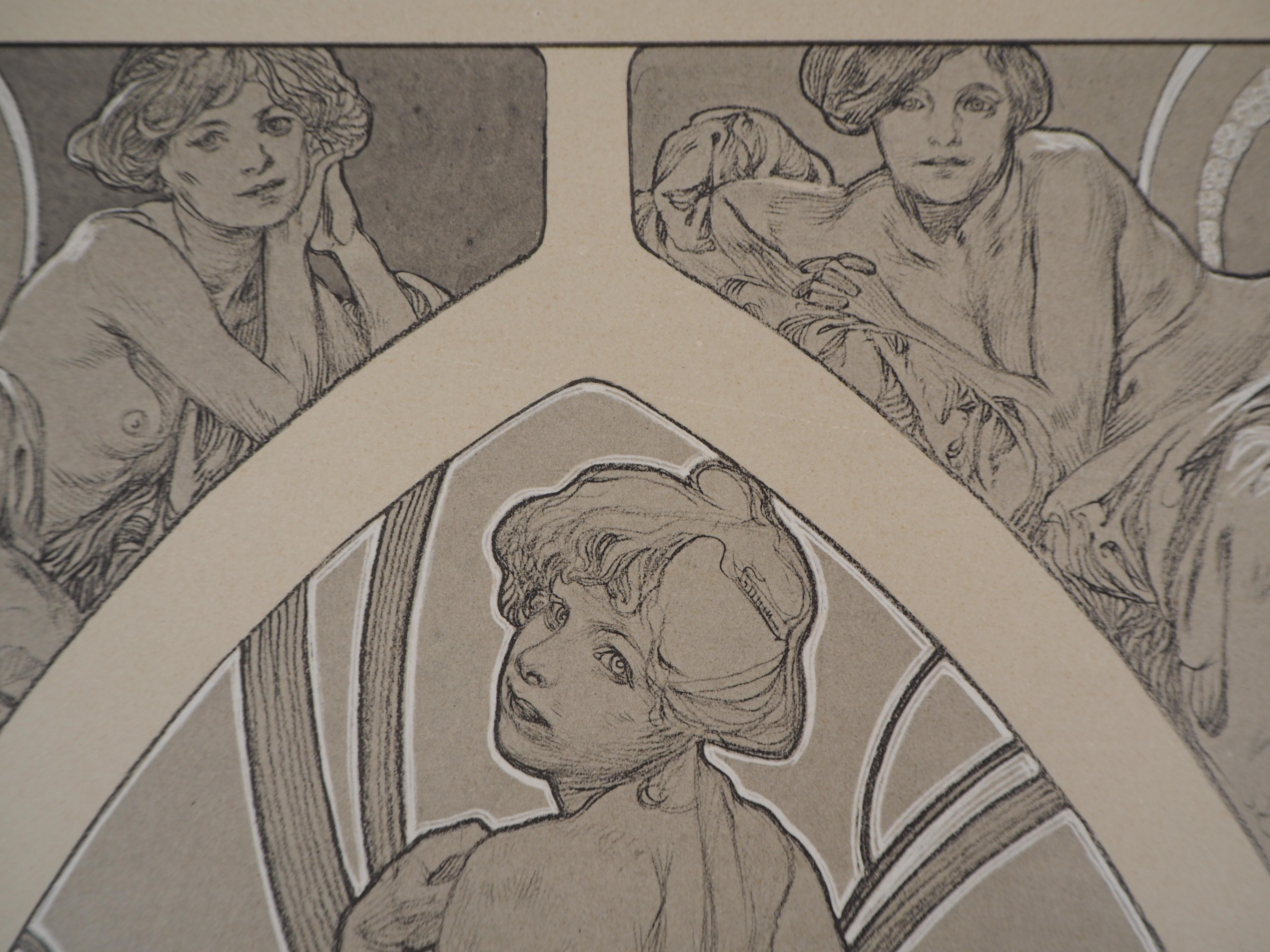 Women in the Garden - Lithograph 1902 1
