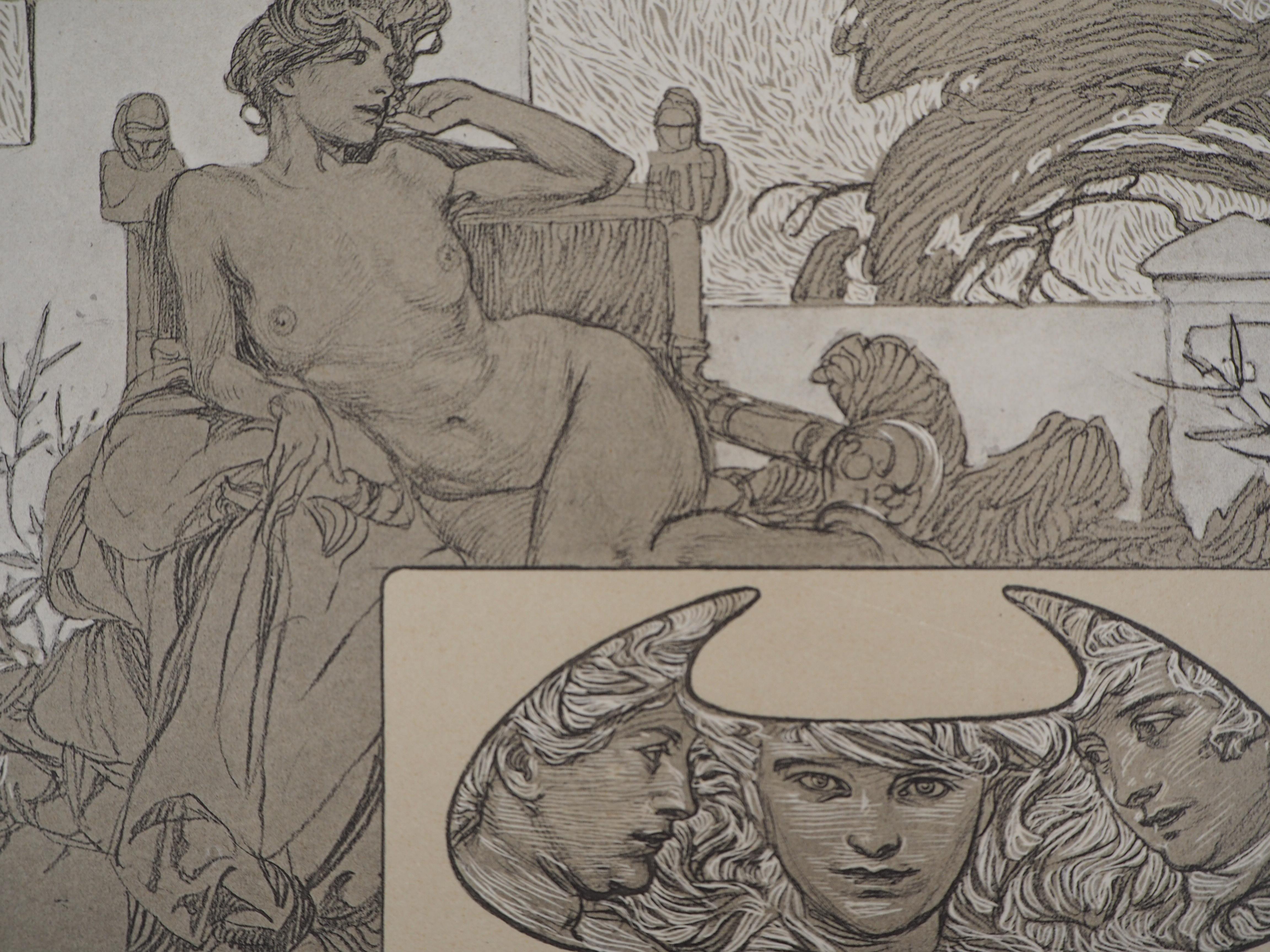 Women in the Garden - Lithograph 1902 2