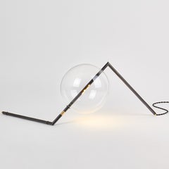Alpi Black Sculptural Minimalist Floor / Table Lamp Blackened Brass Blown Glass