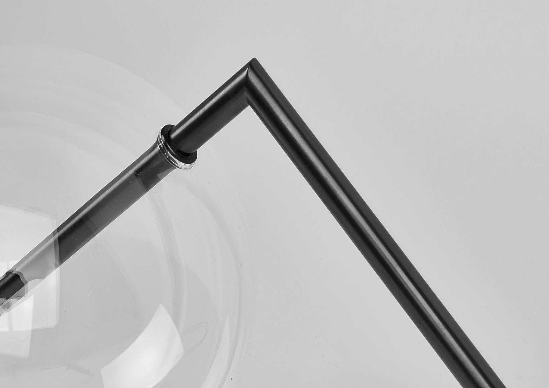 Alpi Black Sculptural Minimalist Floor / Table Lamp Blackened Brass Blown Glass For Sale 4