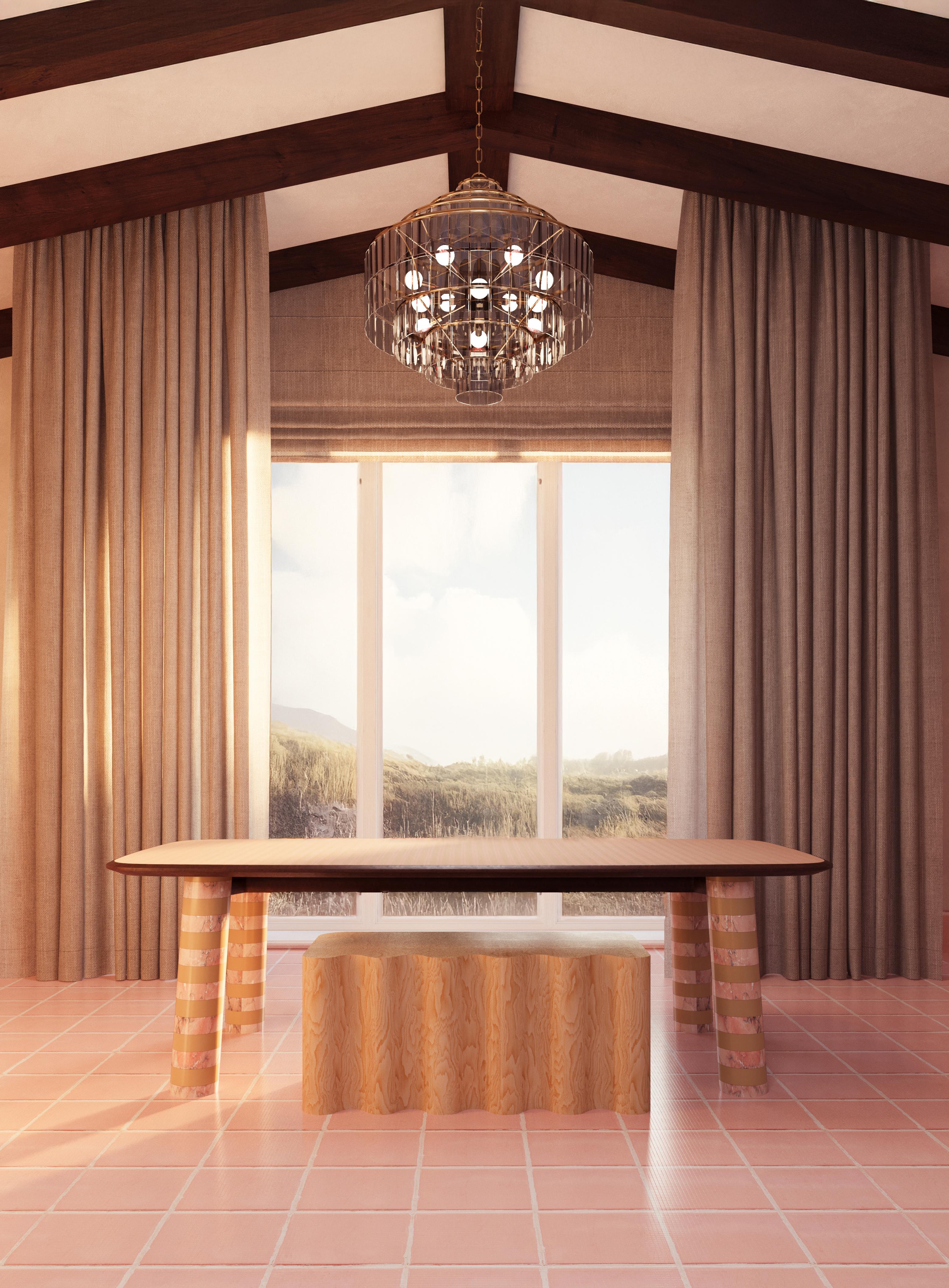 Contemporary ALPI Grada Rosa Veneer 'Limpid'' Circle Table by Tugba Ata For Sale