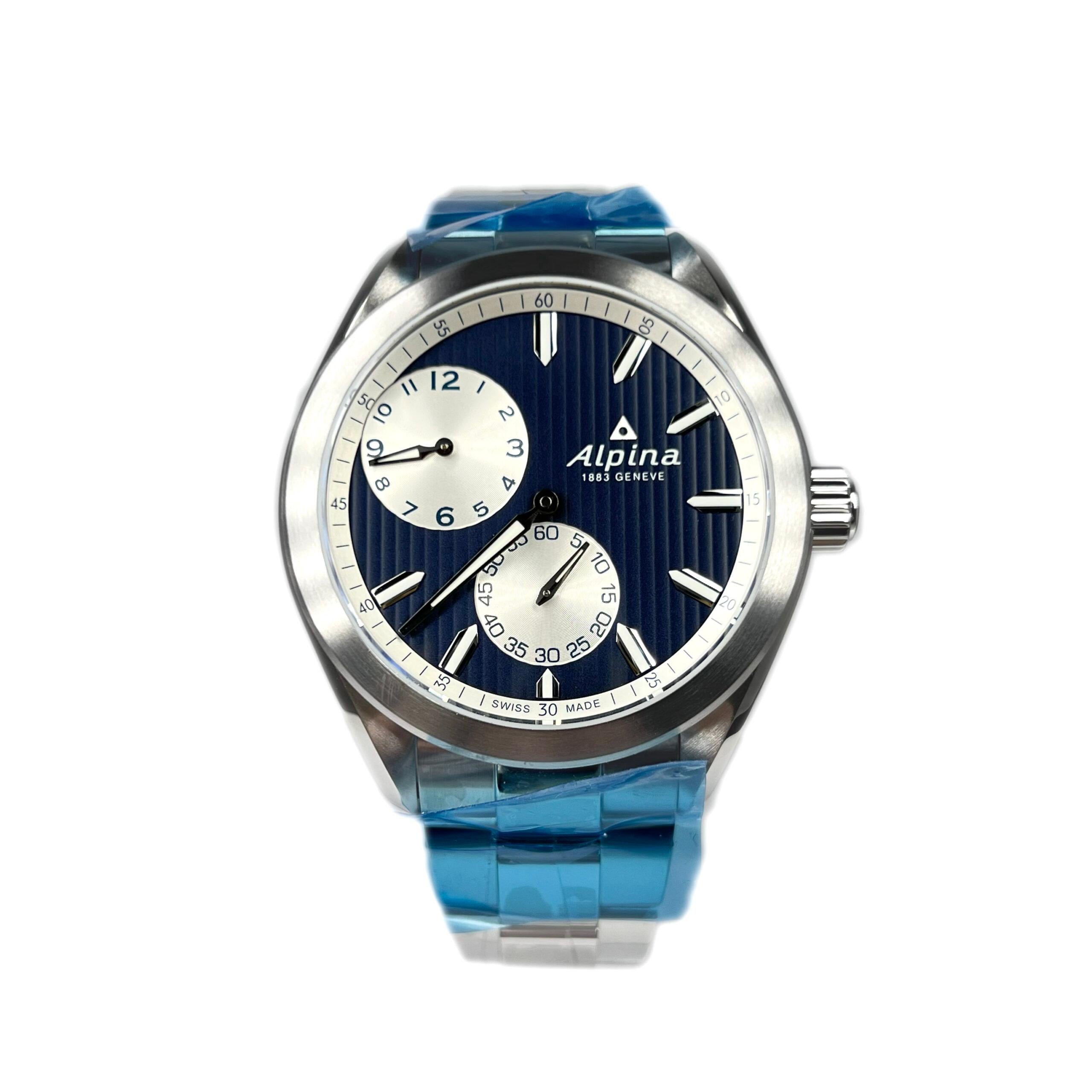 This Men’s Watch has a 45 mm silver-tone stainless steel case with a stainless steel strap. Fixed silver-tone stainless steel bezel. Dark blue dial with silver-tone hands and index hour markers. Arabic numeral minute markers (at 5 minute intervals).