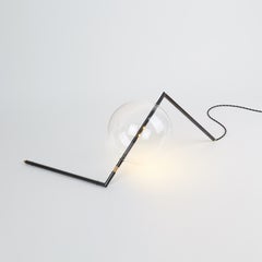 Alpina Black Sculptural Minimalist Bedside or Table Lamp Blackened Brass