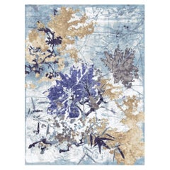 Alpina Hand-Knotted Modern Floral Abstract Rug, Wool & Silk, 9' x 12'