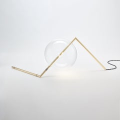 Alpina Sculptural Minimalist Table / Floor Lamp Polished Brass Blown Glass