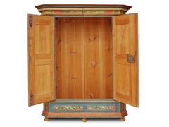 Alpine Blue Floral Painted Cupboard - Early 19th Century