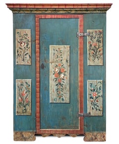 Alpine Blue Floral Painted Wardrobe