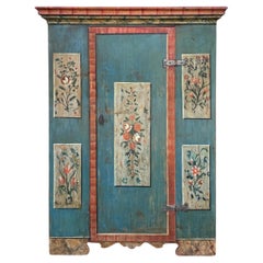 Alpine Blue Floral Painted Wardrobe