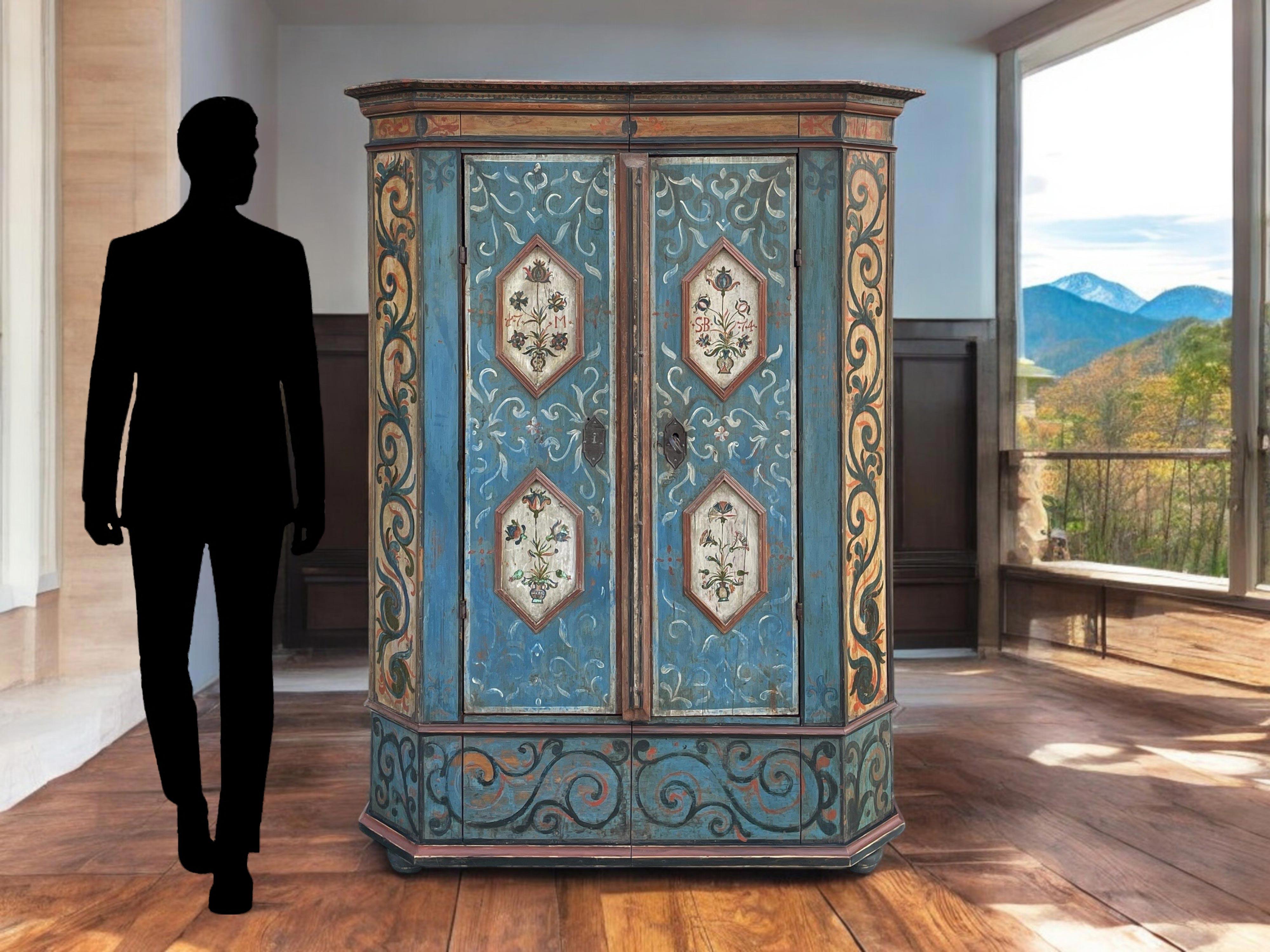 Alpine Blue Painted Cupboard 1774 8