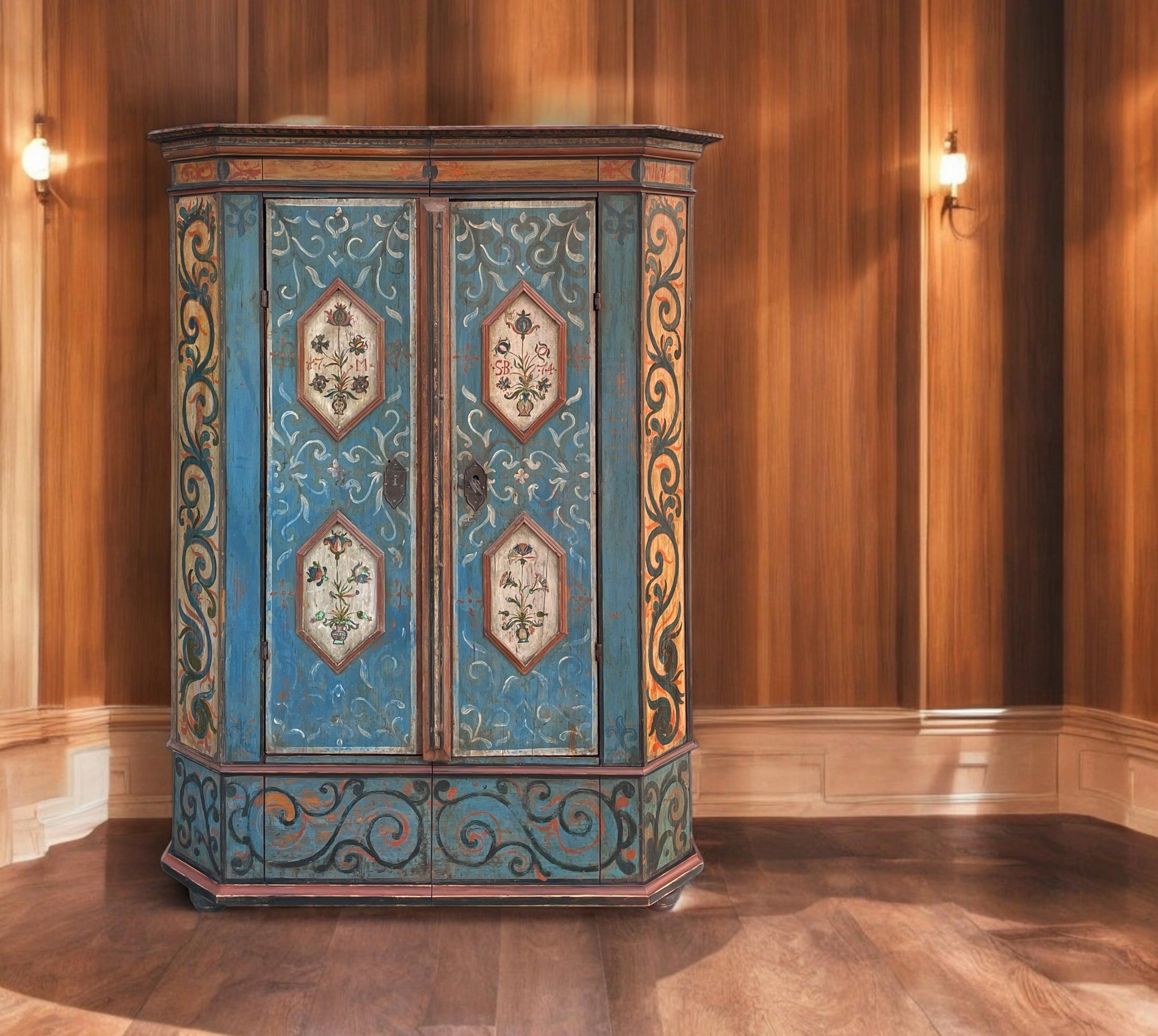 Alpine Blue Painted Cupboard 1774 10