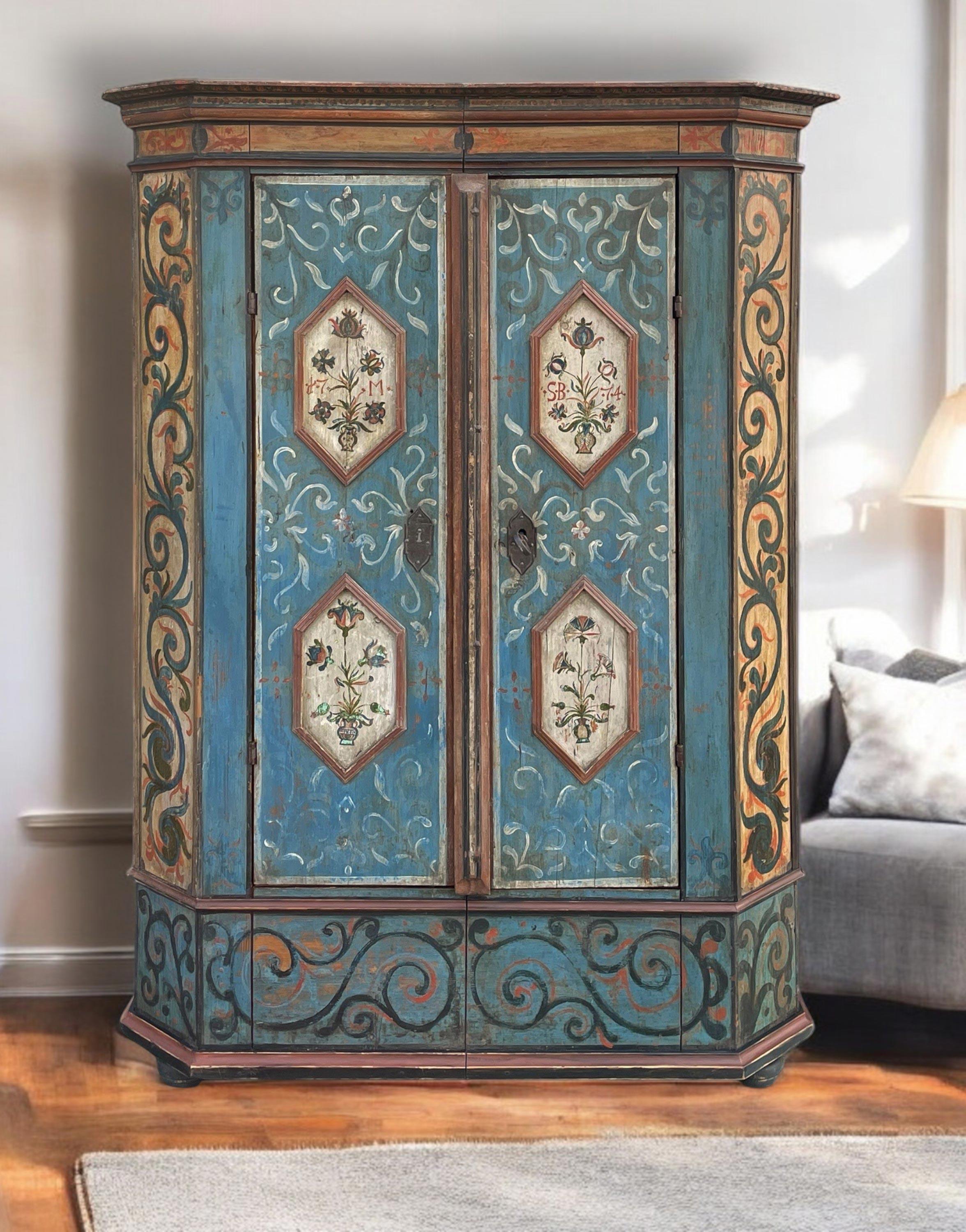 Alpine Blue Painted Cupboard 1774 11