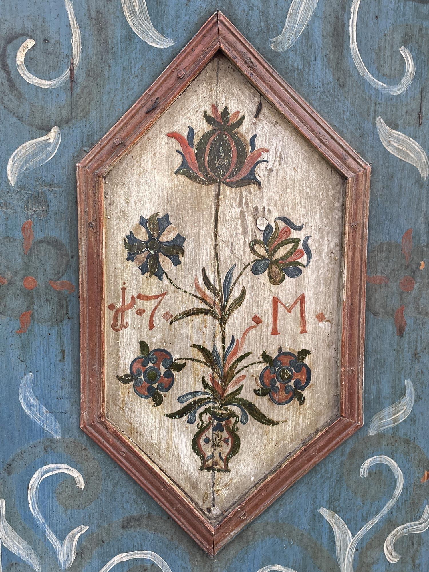 Late 18th Century Alpine Blue Painted Cupboard 1774