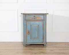Alpine Blue-Painted Fir Wood Cabinet from Cortina d’Ampezzo, Late 18th Century