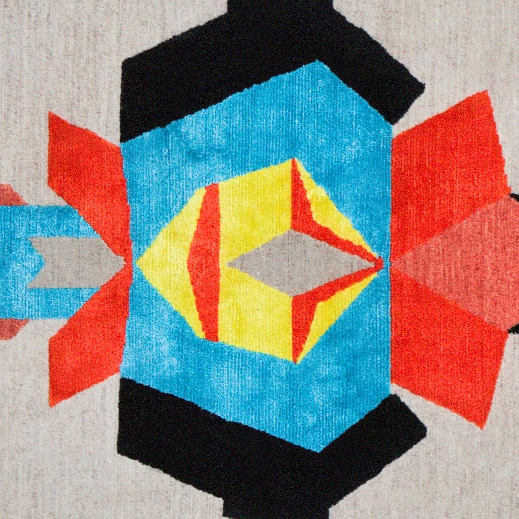 EXCITING, EXOTIC HAND KNOTTED RUG in Wool and Silk by Irish Designer JEFF AIRD.

85% New Zealand Wool, 15% Real Chinese Silk.

100 knots per square inch.

4mm-Cut-Wool/Silk

From the DANCE Collection by JEFF AIRD

~

This is possibly Jeff Aird's