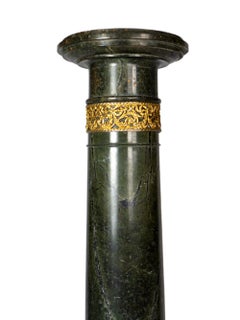 Alpine Green Marble Pedestal Column, Gilt Bronze Details, France, 19th Century