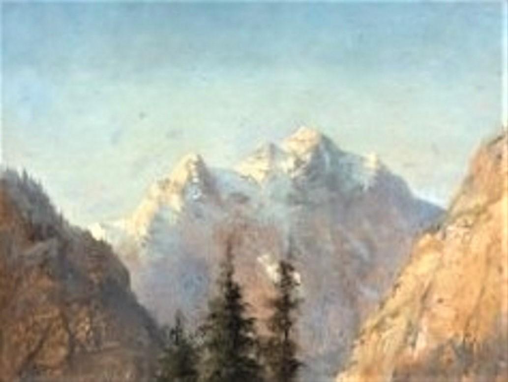 Painted Alpine Landscape, Austrian Romantic O/C Painting, Ca. 1910
