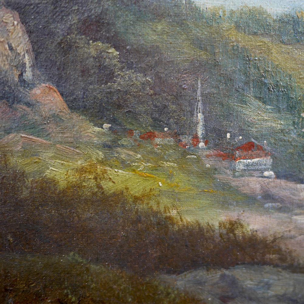 Oiled Alpine Landscape, B. Gresse, 19th Century For Sale