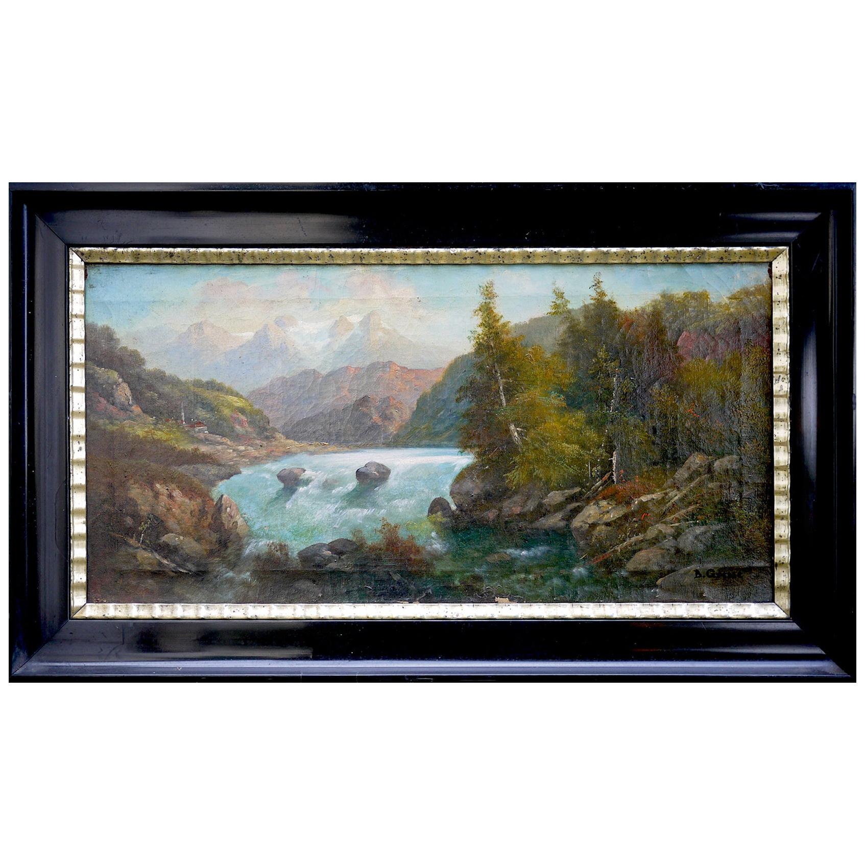 Alpine Landscape, B. Gresse, 19th Century For Sale