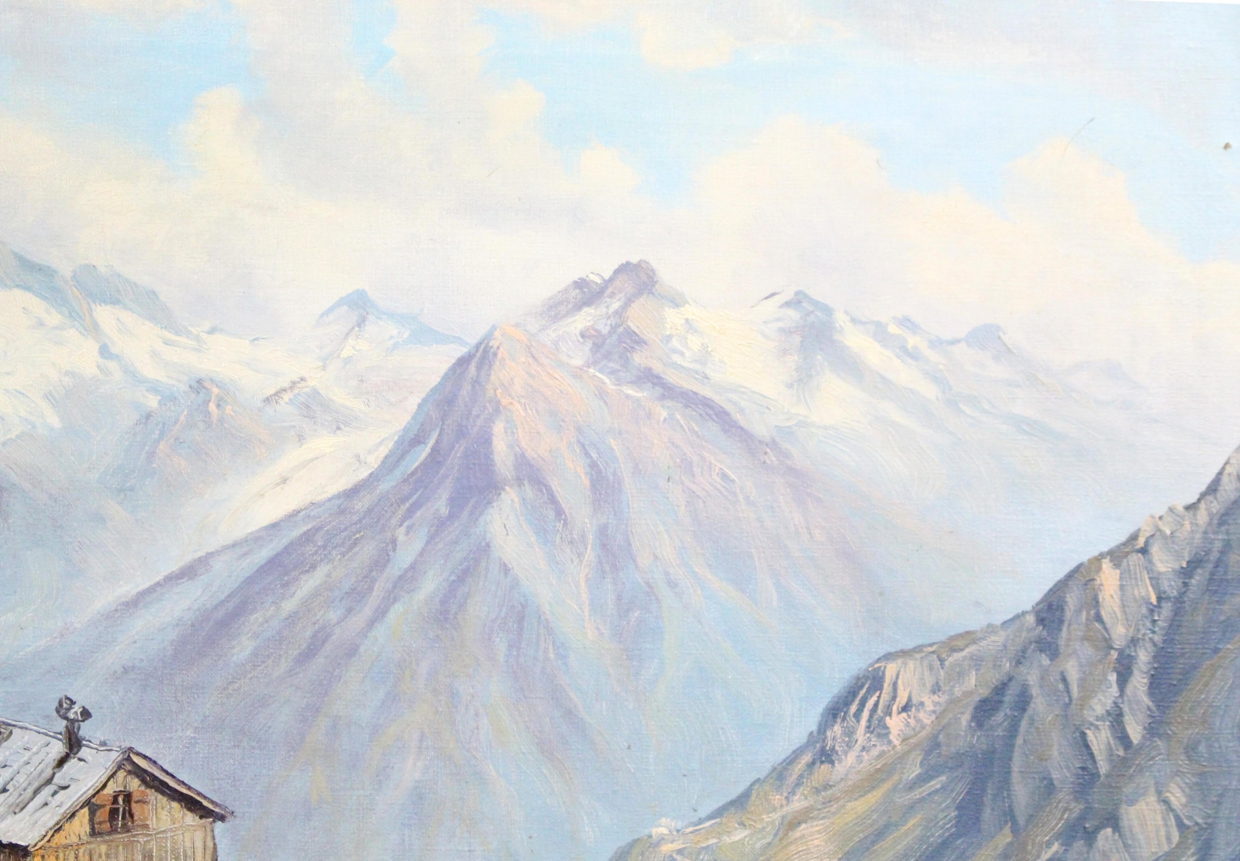 20th Century Alpine Landscape by Emil Frei 'Swiss, 1882–1955' Oil on Canvas For Sale