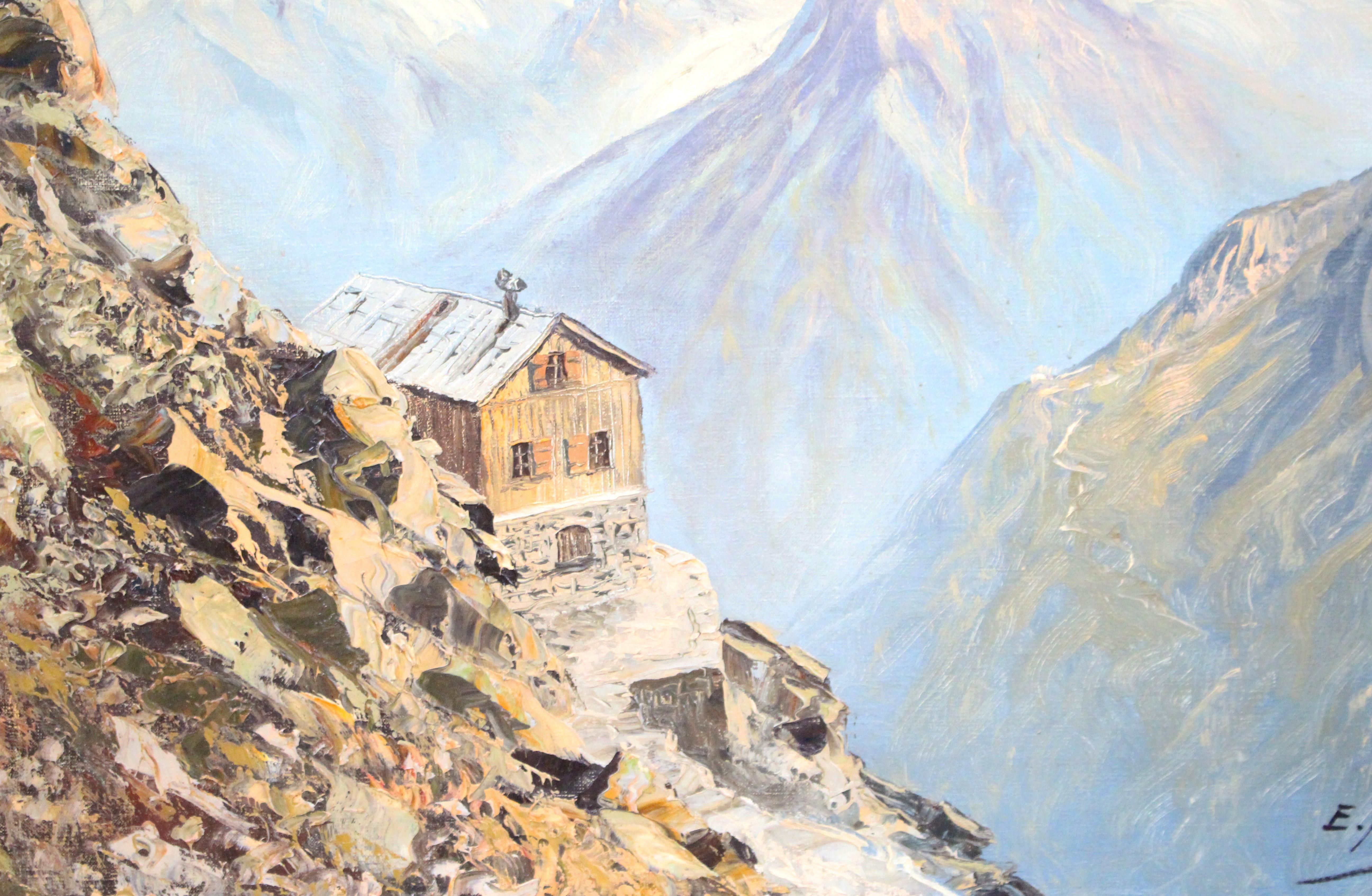 Paint Alpine Landscape by Emil Frei 'Swiss, 1882–1955' Oil on Canvas For Sale
