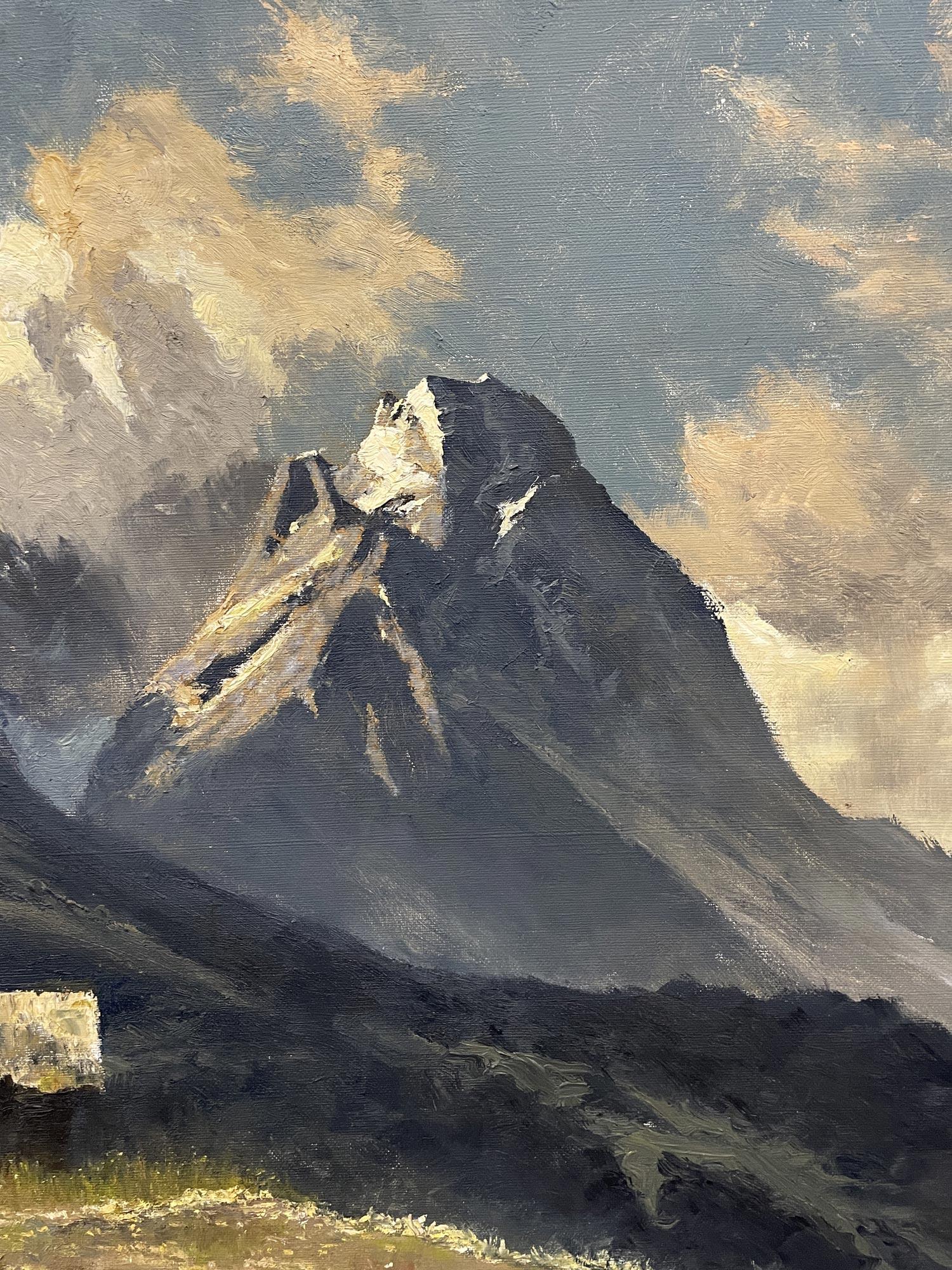 Paesaggio alpino olio su tela in vendita 1