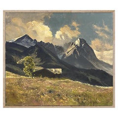 Huile sur toile paysage alpin