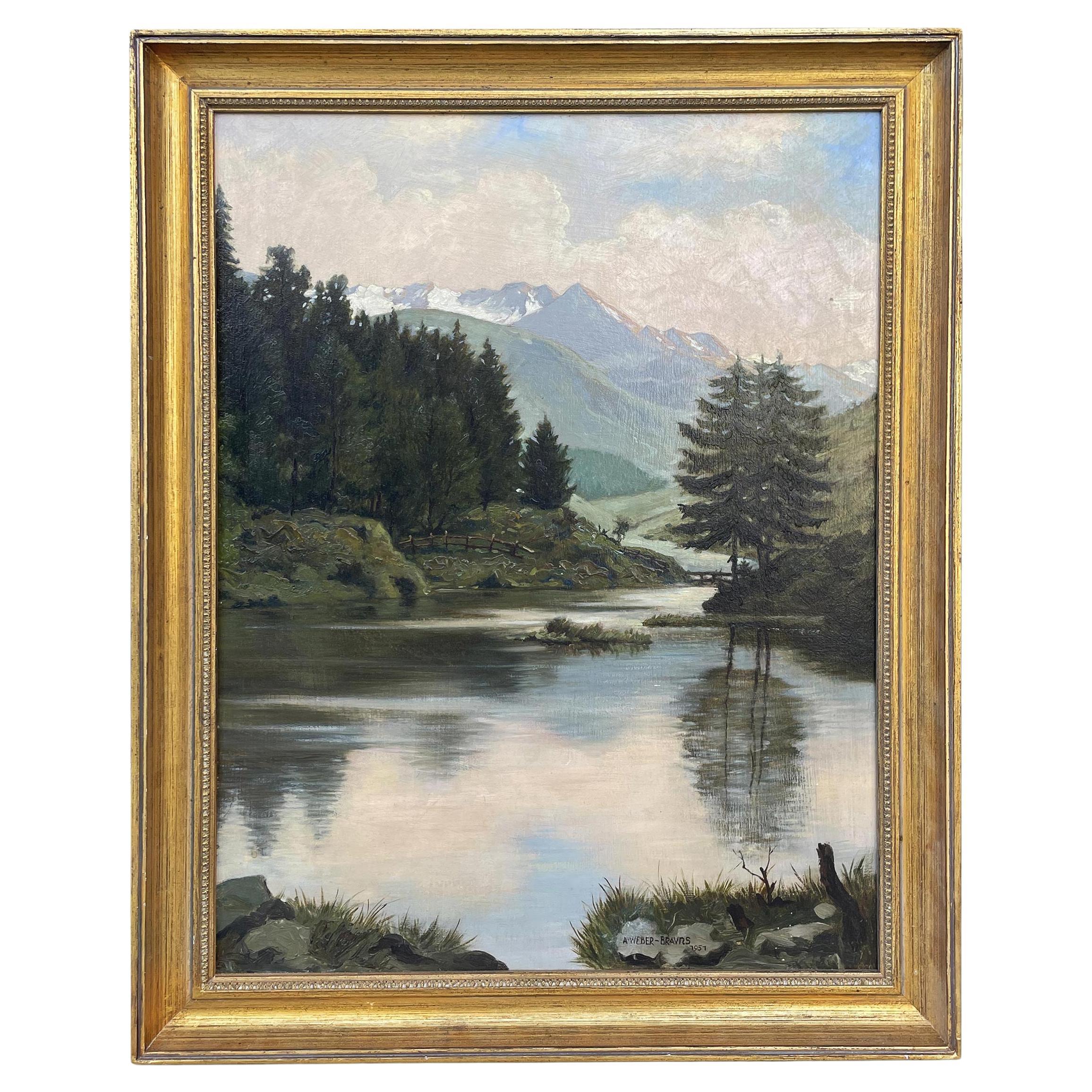 Alpine Landscape with Lake in the Ötztal – August Weber-Brauns