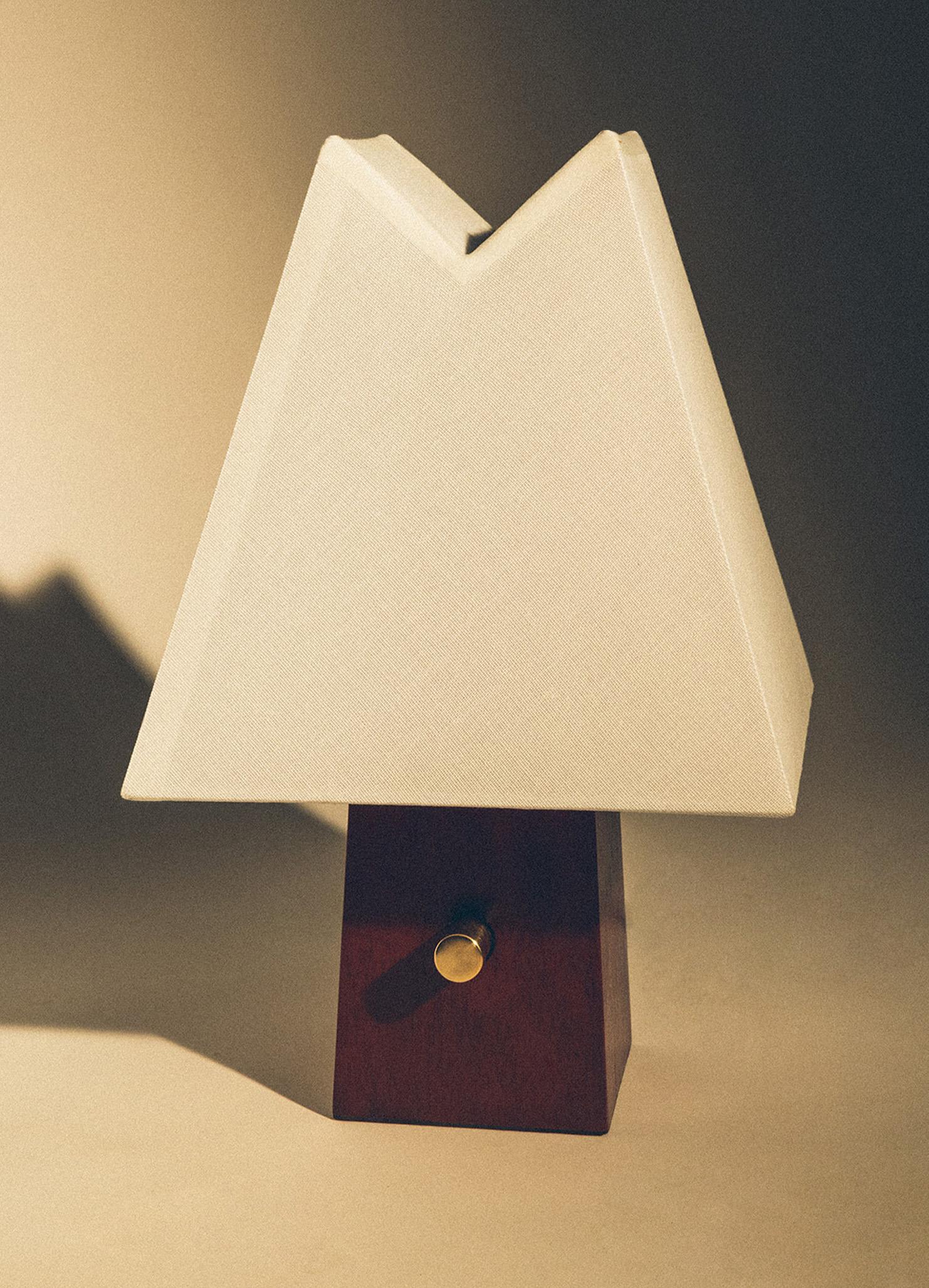 Modern Alpine Mahogany Table Lamp by Astraeus Clarke For Sale