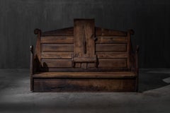 Alpine Monastic Bench with Folding Table, France, 19th Century
