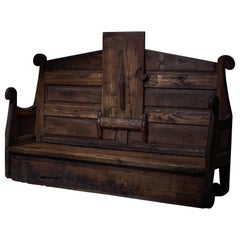 Alpine Monastic Bench mit klappbarem Tisch, Frankreich, 19. Jahrhundert