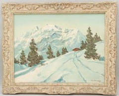 Alpine Mountain Scene Oil on Canvas by M. Strasky, 'Grossvenediger'